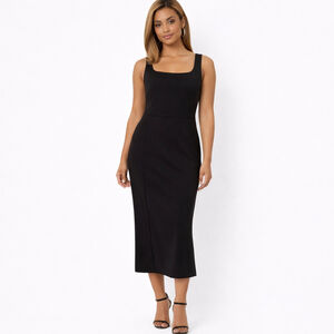 Women's Fashion Nova Black Plus Size 1X Fit and Flare Midi Dress NWT